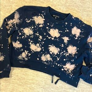 BLANK NYC Navy and Pink Splatter Crop Sweatshirt